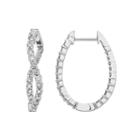 14k White Gold 5/8 Carat T.w. Diamond Inside Out Twisted Hoop Earrings, Women's