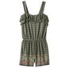 Girls 7-16 & Plus Size Mudd&reg; Ruffle Flounce Patterned Romper, Girl's, Size: M (12), Dark Green