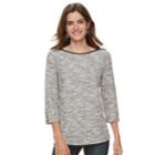 Women's Croft & Barrow&reg; Ribbed Shoulder Boatneck Pullover Top, Size: Small, Oxford