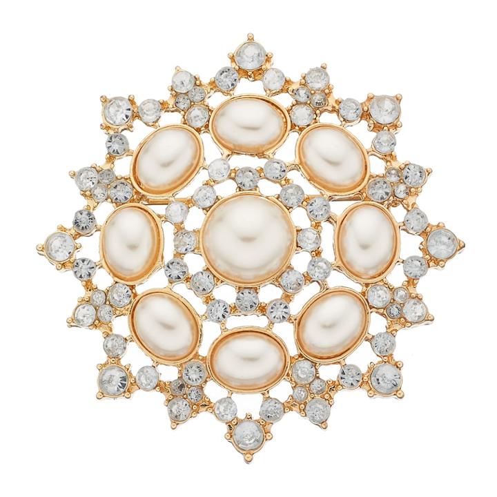 Dana Buchman Nickel Free Simulated Pearl Cluster Pin, Women's, White