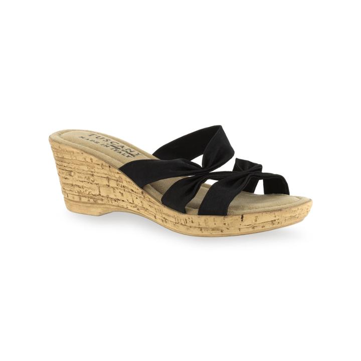 Tuscany By Easy Street Lauria Women's Wedge Sandals, Size: Medium (12), Black