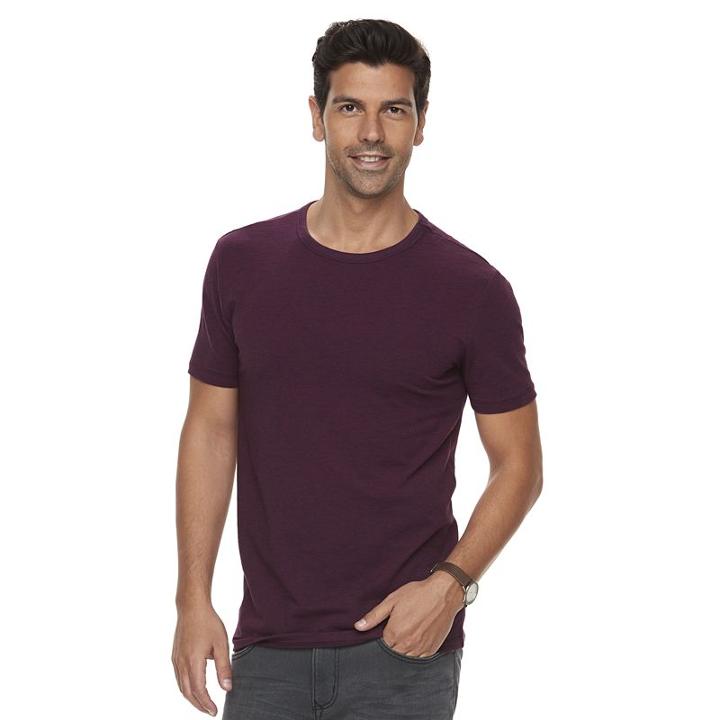 Men's Marc Anthony Slim-fit Texture-striped Stretch Crewneck Tee, Size: Xxl, Med Purple