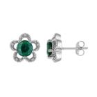 Laura Ashley 10k White Gold Lab-created Emerald & Diamond Accent Flower Stud Earrings, Women's, Green