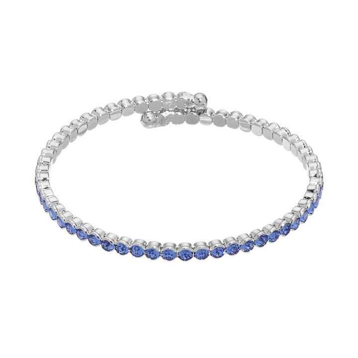 Silver Plated Crystal Coil Bracelet, Women's, Blue
