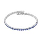 Silver Plated Crystal Coil Bracelet, Women's, Blue