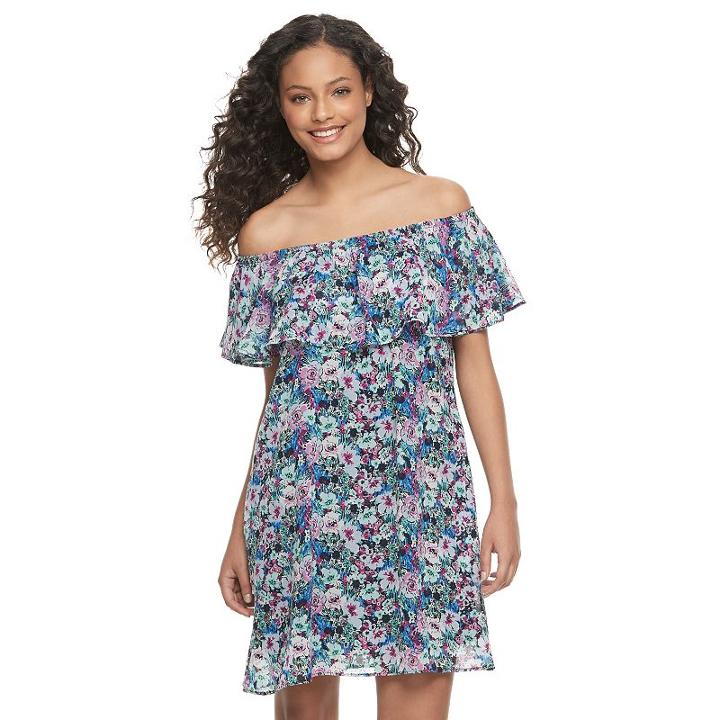 Juniors' Speechless Floral Off-the-shoulder Dress, Girl's, Size: Small, Lt Purple