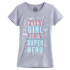 Girls 7-16 Dc Comics Wonder Woman, Superman & Batman Every Girl Is A Super Hero Tee, Size: Large, Grey