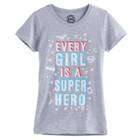 Girls 7-16 Dc Comics Wonder Woman, Superman & Batman Every Girl Is A Super Hero Tee, Size: Large, Grey