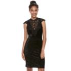Juniors' Almost Famous Crochet & Velvet Bodycon Dress, Teens, Size: Small, Black