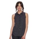 Women's Elle&trade; Scallop Chiffon Blouse, Size: Large, Black