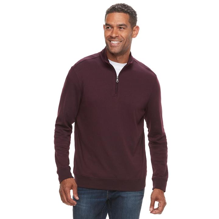 Men's Croft & Barrow&reg; Classic-fit Easy-care Interlock Quarter-zip Pullover, Size: Small, Drk Purple