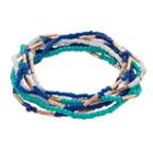 Blue Seed Bead Stretch Bracelet Set, Women's, Multicolor