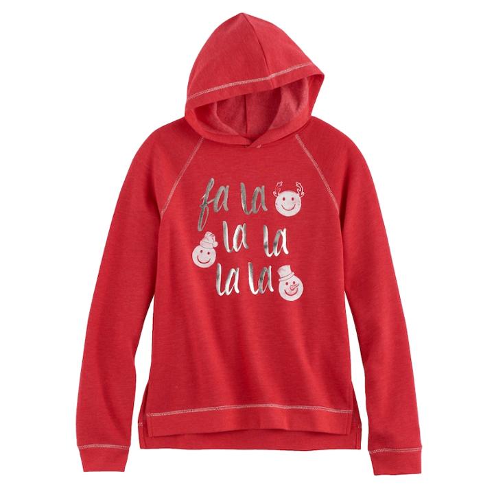Girls 7-16 So&reg; Holiday Fleece Sweatshirt, Size: 7-8, Med Red
