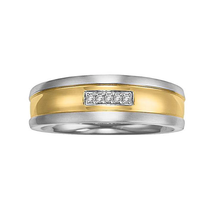 Cherish Always Stainless Steel Two Tone Diamond Accent Wedding Band - Men, Size: 10, White