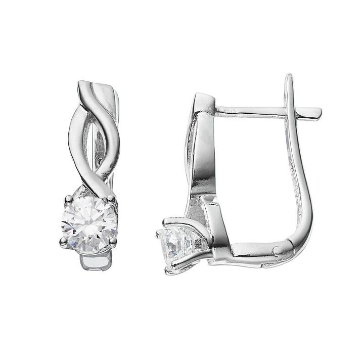 Brilliance U-hoop Earrings With Swarovski Zirconia, Women's, White