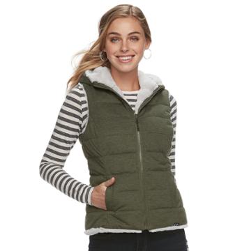 Women's Be Boundless Hooded Reversible Vest, Size: Medium, Med Green