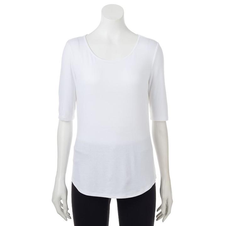 Women's Apt. 9&reg; Essential Scoopneck Tee, Size: Small, White