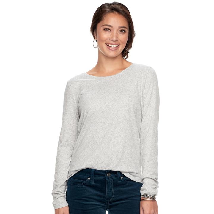 Women's Sonoma Goods For Life&trade; Essential Crewneck Tee, Size: Large, Light Grey