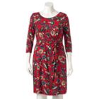 Plus Size Dana Buchman Printed Twist-front Dress, Women's, Size: 1xl, Med Red