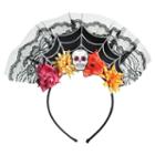Adult Floral Spiderweb Sugar Skull Costume Headband, Kids Unisex, Multicolor
