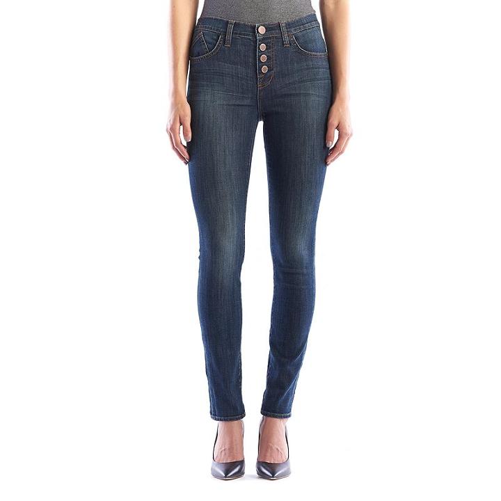Women's Rock & Republic&reg; Berlin Button-fly Skinny Jeans, Size: 6 T/l, Med Blue