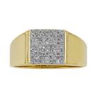 Yellow Rhodium-plated Sterling Silver 1/4-ct. T.w. Diamond Ring - Men, Size: 10, White