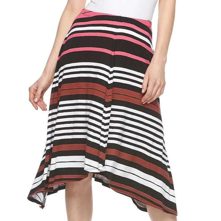 Women's Apt. 9&reg; Shark-bite Midi Skirt, Size: Xxl, Med Pink