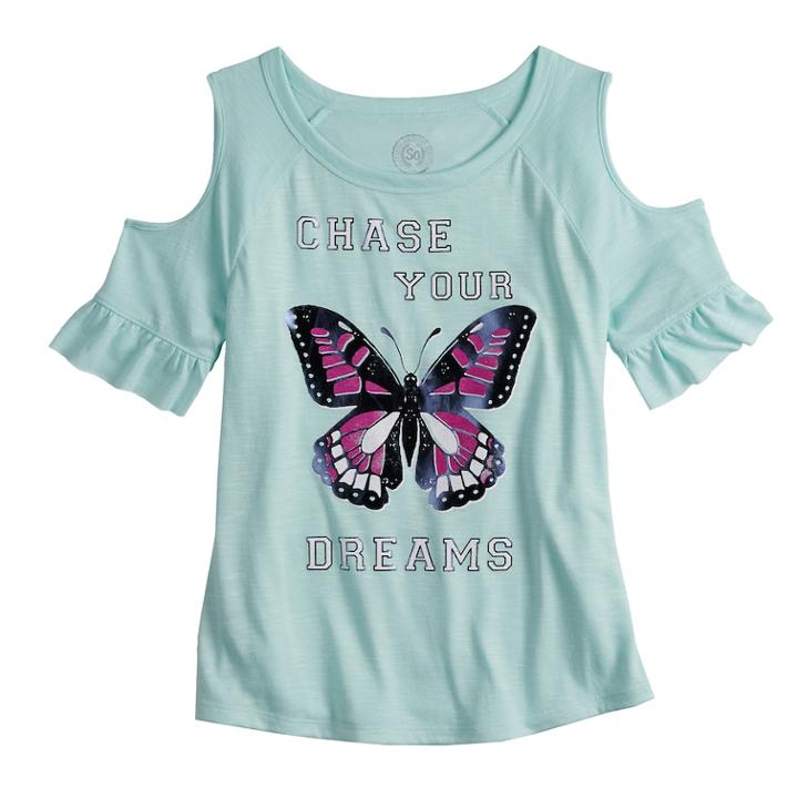 Plus Size Girls 7-16 So&reg; Cold-shoulder Top, Size: 16 1/2, Light Blue