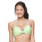 Mix And Match Bust Enhancer Push-up Halter Bikini Top, Size: Medium, Med Green