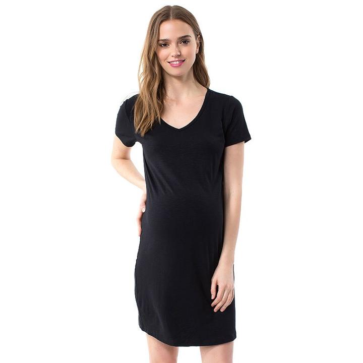 Maternity Pip & Vine By Rosie Pope Ruched T-shirt Dress, Women's, Size: L-mat, Black