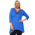 Plus Size White Mark Beaded High-low Hem Tunic, Women's, Size: 2xl, Blue Other