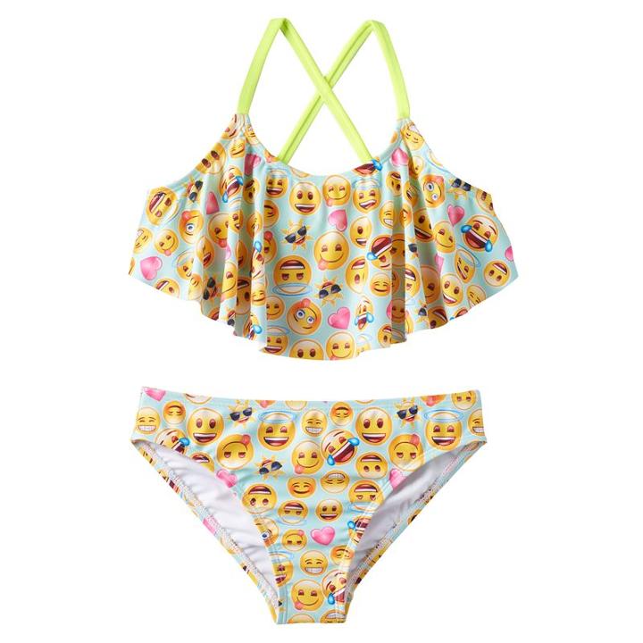 Girls 7-16 St. Tropez Giggles Flounce Bikini Swimsuit Set, Girl's, Size: 12, Dark Blue