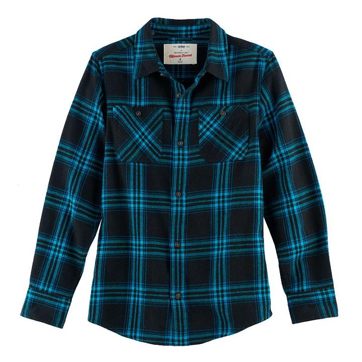 Boys 8-20 Urban Pipeline&reg; Ultimate Regular-fit 2-pocket Flannel Button-down Shirt, Size: Small, Black