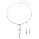 Simulated Crystal Y Necklace & Linear Drop Earring Set, Women's, Multicolor