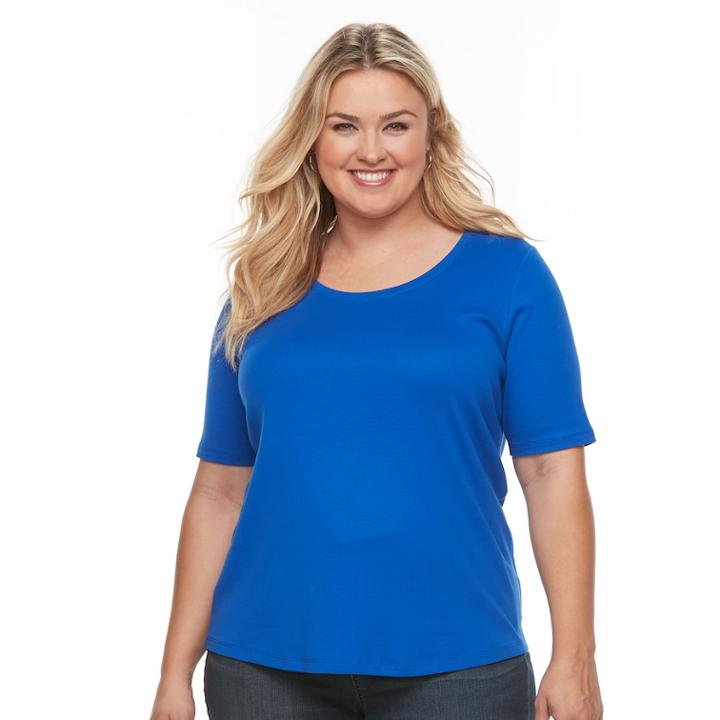 Plus Size Croft & Barrow&reg; Essential Scoopneck Tee, Women's, Size: 4xl, Med Blue
