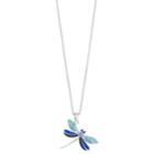Silver Plated Blue Crystal Dragonfly Pendant Necklace, Women's, Size: 18