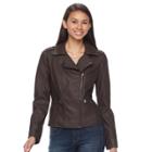 Juniors' Pink Envelope Asymmetrical Faux-leather Jacket, Teens, Size: Small, Med Brown