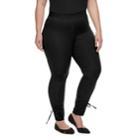 Plus Size Utopia By Hue Side-laced Twill Skimmer Leggings, Women's, Size: 2xl, Black