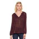 Women's Rock & Republic&reg; Metallic Stripe Peasant Top, Size: Xl, Red
