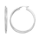 Amore By Simone I. Smith Platinum Over Silver Interlock Hoop Earrings, Women's