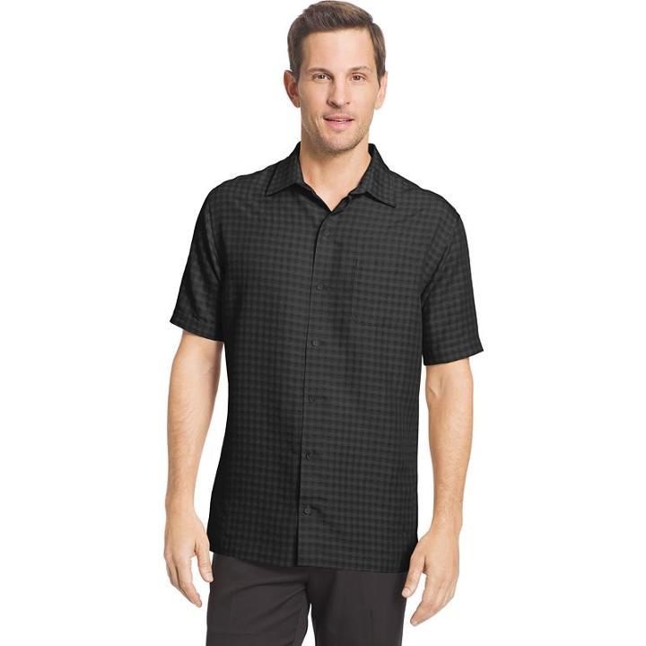 Big & Tall Van Heusen Classic-fit Grid Button-down Shirt, Men's, Size: Xl Tall, Grey Other