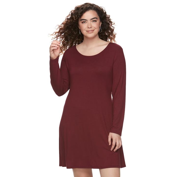 Juniors' Plus Size So&reg; Lace-up Back Skater Dress, Teens, Size: 2xl, Red