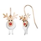 Two Tone Reindeer Drop Earrings, Women's, Multicolor