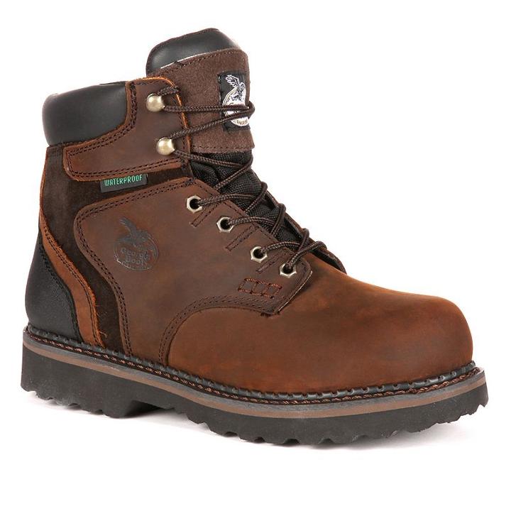 Georgia Boot Brookville Men's 6-in. Waterproof Work Boots, Size: 9.5 Wide, Dark Brown
