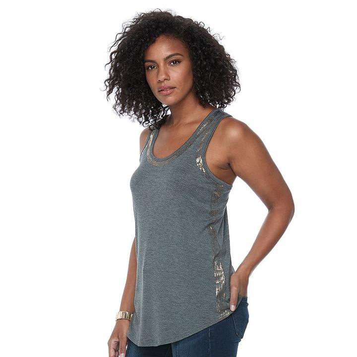 Women's Apt. 9&reg; Foil Graphic Tank, Size: Medium, Med Grey
