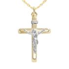 10k Gold Two Tone Crucifix Pendant, Women's, Yellow