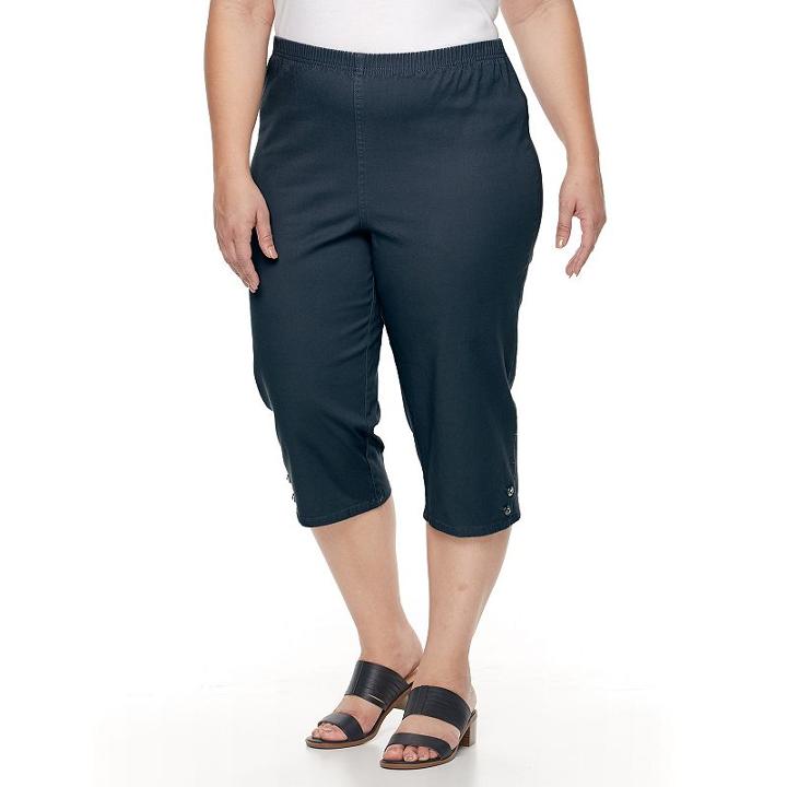 Plus Size Croft & Barrow&reg; Embellished Pull-on Capris, Women's, Size: Regular, Blue (navy)