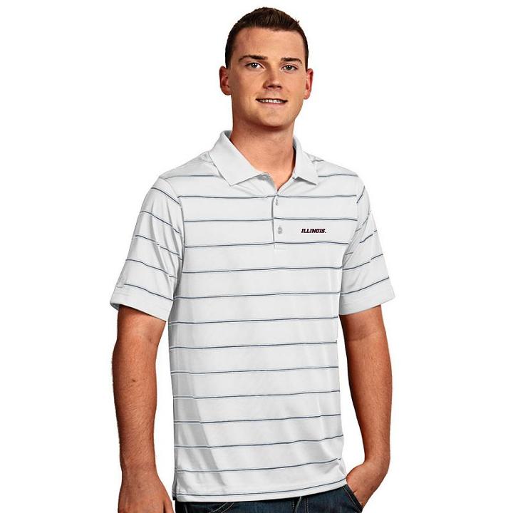 Men's Antigua Illinois Fighting Illini Deluxe Striped Desert Dry Xtra-lite Performance Polo, Size: Medium, Natural