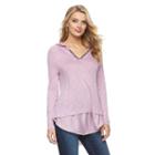 Women's Juicy Couture Hooded Mock-layer Top, Size: Large, Brt Purple