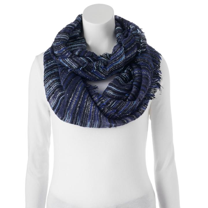 Apt. 9&reg; Slubbed Striped Infinity Scarf, Women's, Blue (navy)